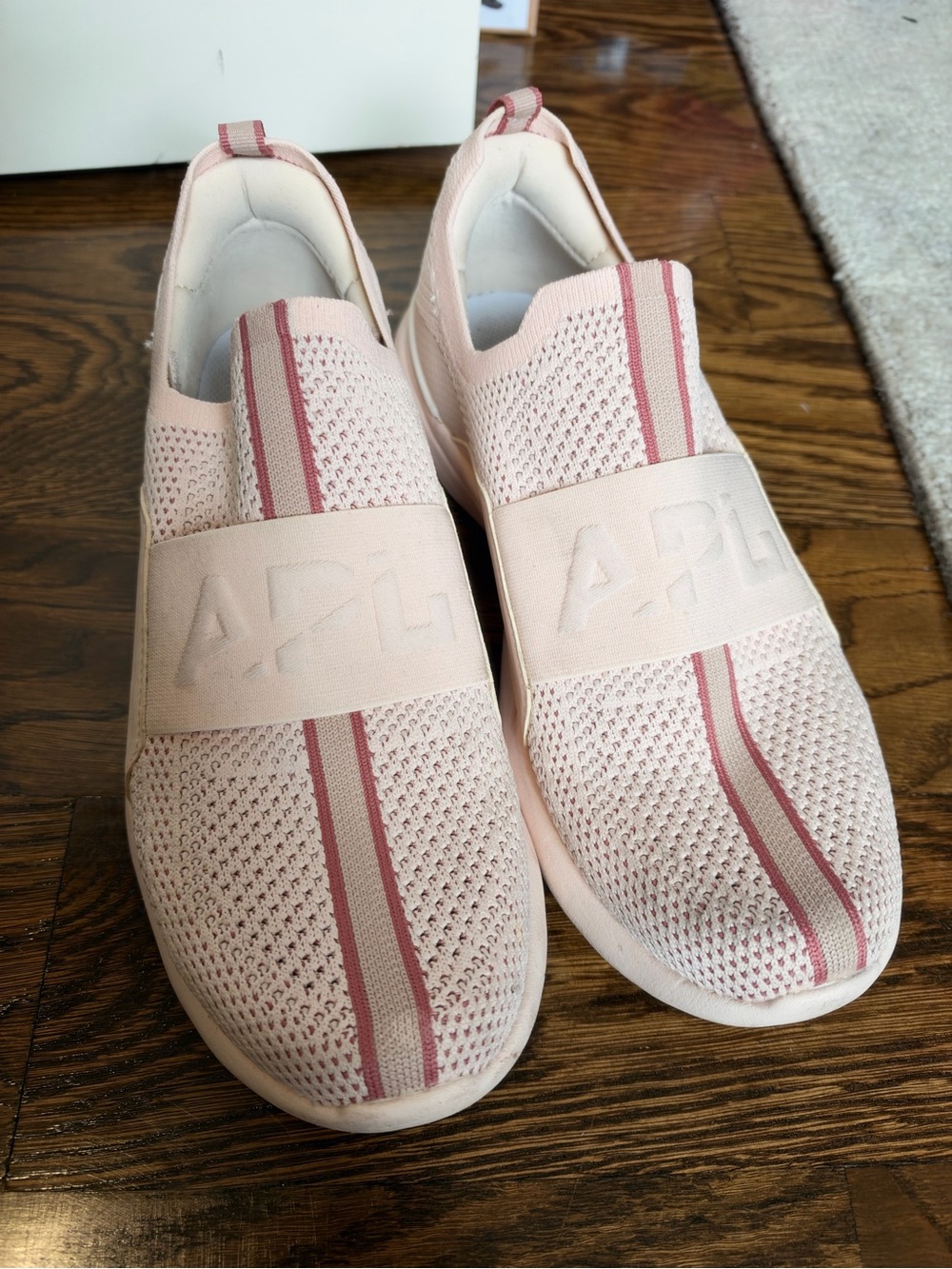 APL Women’s Slip-On Athletic Sneakers in Blush Pink with Rose Stripe